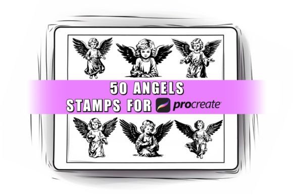 50 Angels Procreate Stamps Brushes: Enhancing Digital Art with Versatile Design Tools