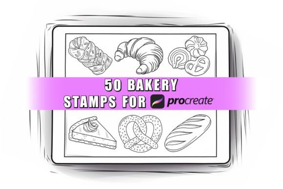 50 Bakery Procreate Stamps Brushes for Creative Designers