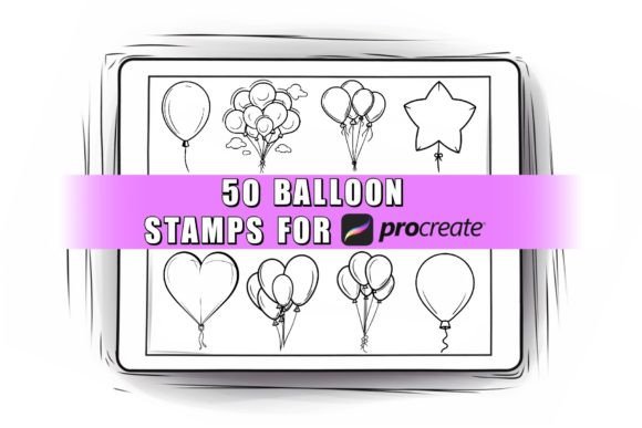 50 Balloon Procreate Stamps Brushes