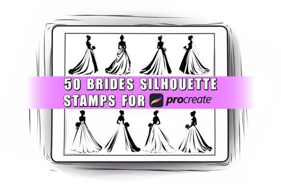 50 Bride Procreate Stamps Brushes for Creative Wedding Design Projects