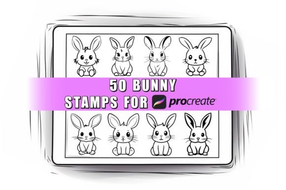 50 Bunny Procreate Stamps Brushes