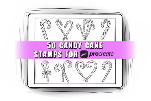 50 Candy Cane Procreate Stamps Brushes: A Must-Have Tool for Digital Designers This Holiday Season
