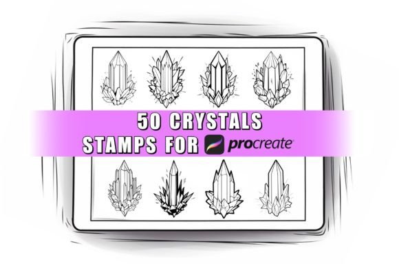 50 Crystal Procreate Stamps Brushes for iPad