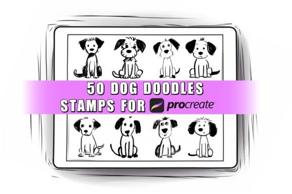 50 Dog Doodle Procreate Stamps Brushes