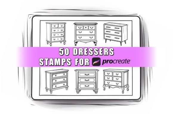 50 Dressers Procreate Stamps Brushes