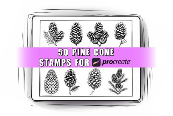 50 Pine Cone Procreate Stamps Brushes