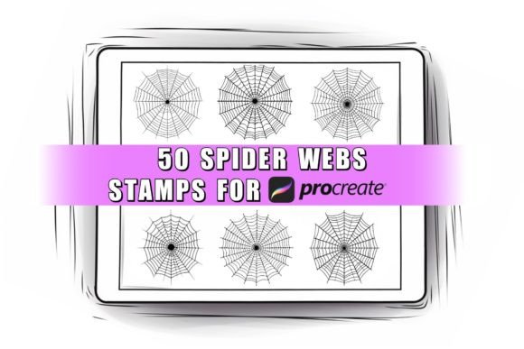 50 Spider Web Procreate Stamps Brushes