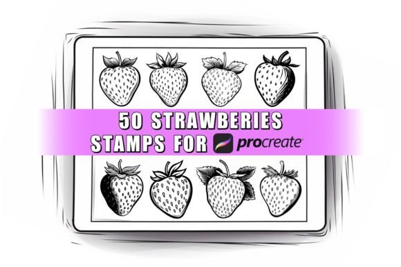 50 Strawberry Procreate Stamps Brushes