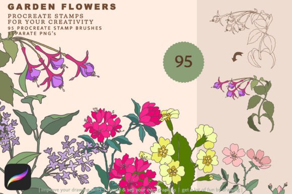 Garden Flowers Stamps Procreate Brushes