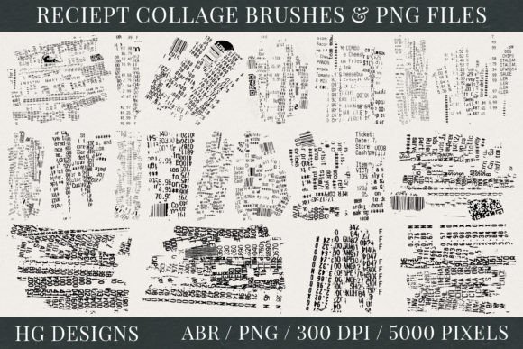 Receipt Collage Brushes and Png Files