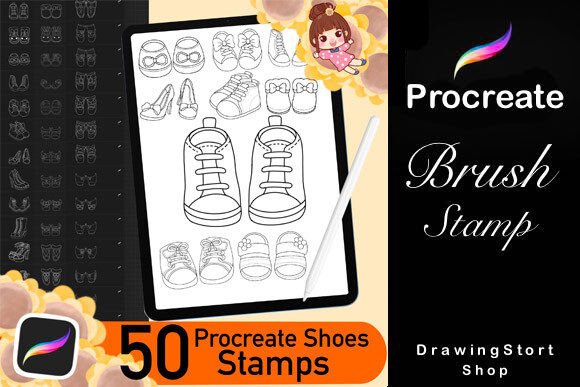 Unlock Creative Potential with 50 Procreate Shoes Stamps Brushes